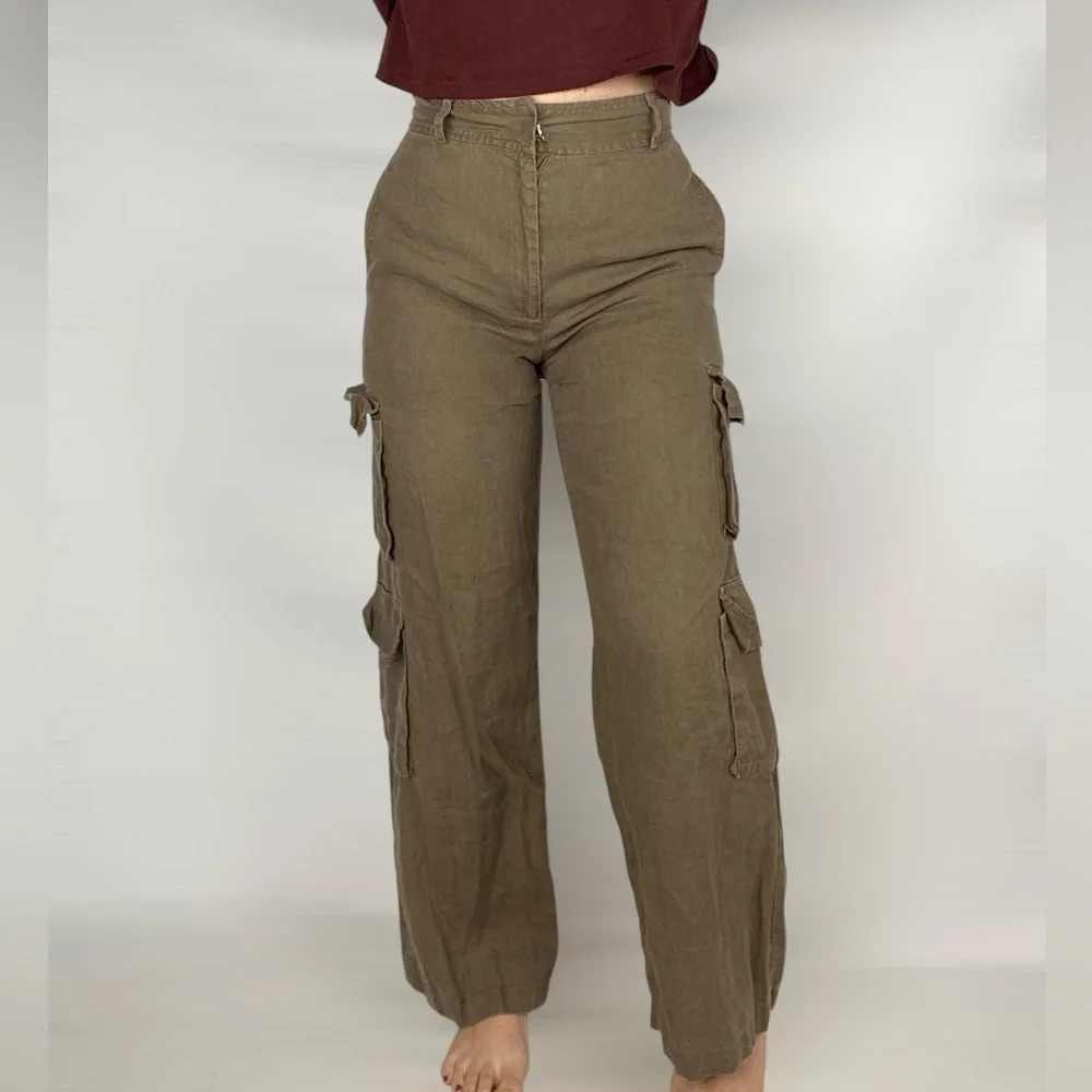 REFORMATION Linen Net‎ Sustain Mateo Wide Leg Cargo Pant